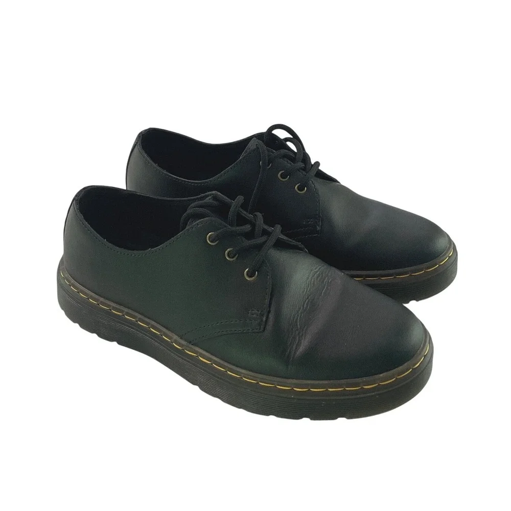 Dr. Martens Womens Chunky Oxford Airwair Leather Lace Up 6 Black‎ Grunge Goth